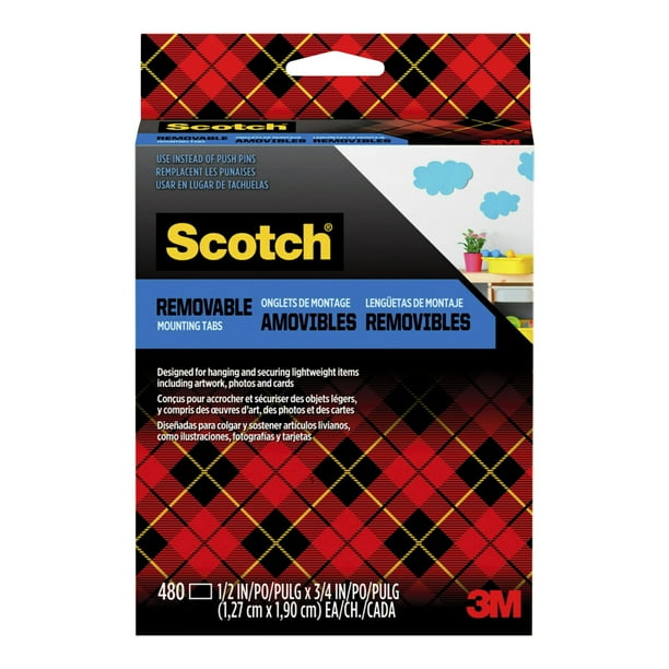 Scotch Precut Removable Mounting Tabs DoubleSided 1/2 x 3/4 480/Pack