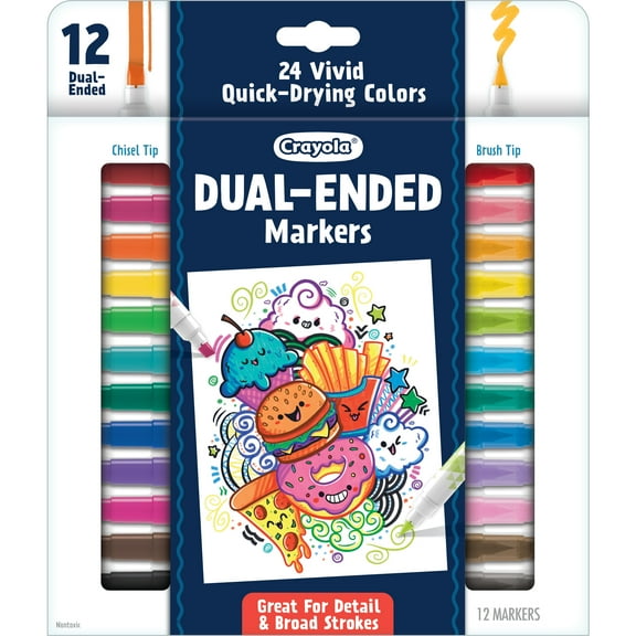 Crayola Dual Chisel Tip & Brush Markers, Art Markers, Gifts for Teens, 12ct