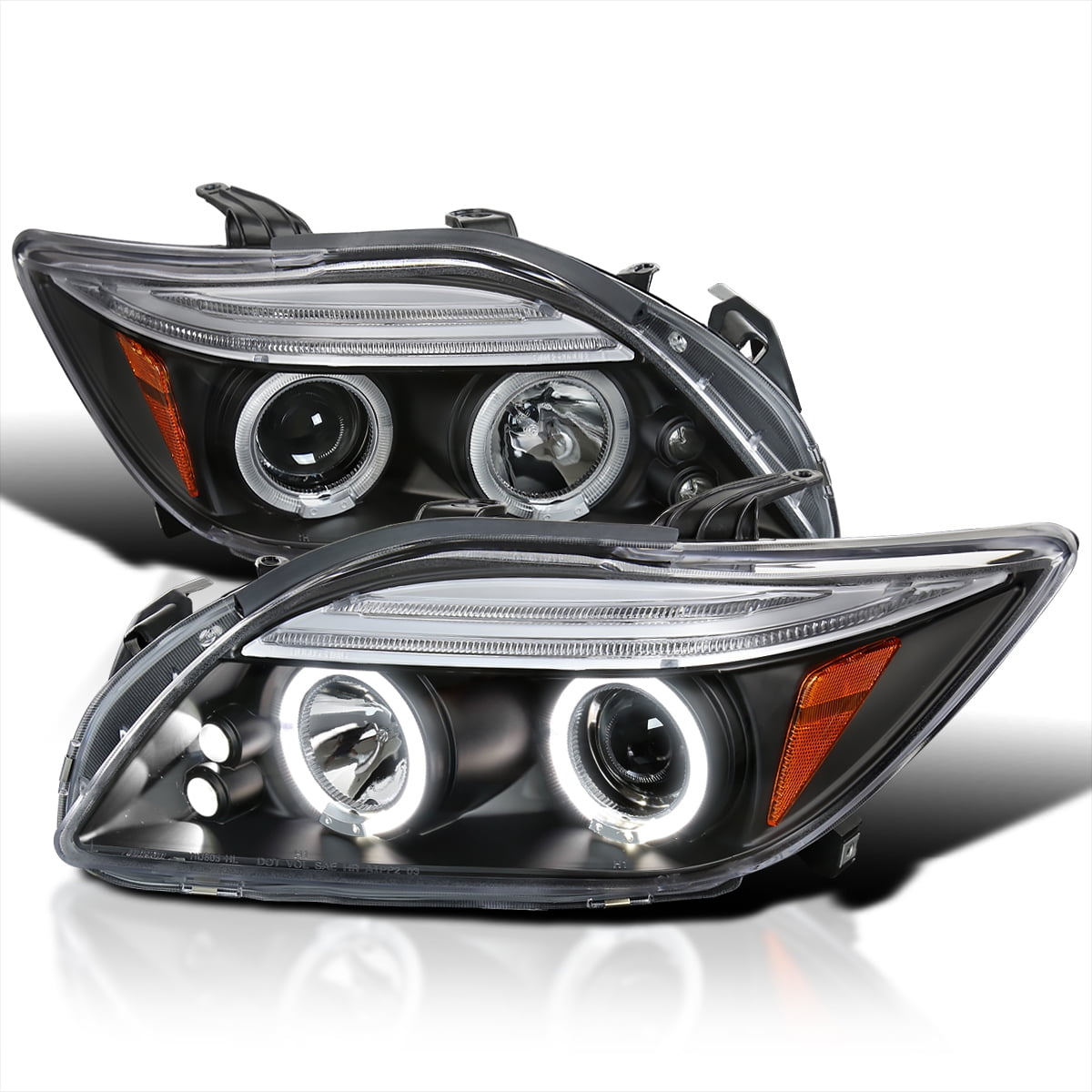 Spec-D Tuning LED Halo Projector Headlights Black Compatible with 2005 ...