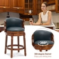 thumbnail image 6 of Aulife Bar Stools Counter Height Rubber Wood Swivel Barstools with Back Genuine Leather Upholstered Bar Chair for Bar, Kitchen, Dining Room, 6 of 17