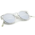 thumbnail image 4 of sunglassLA Unisex Clear Frame Metal Temple Color Mirror Flat Lens P3 Round Sunglasses (Clear-Silver / Silver Mirror) - 49mm, 4 of 4