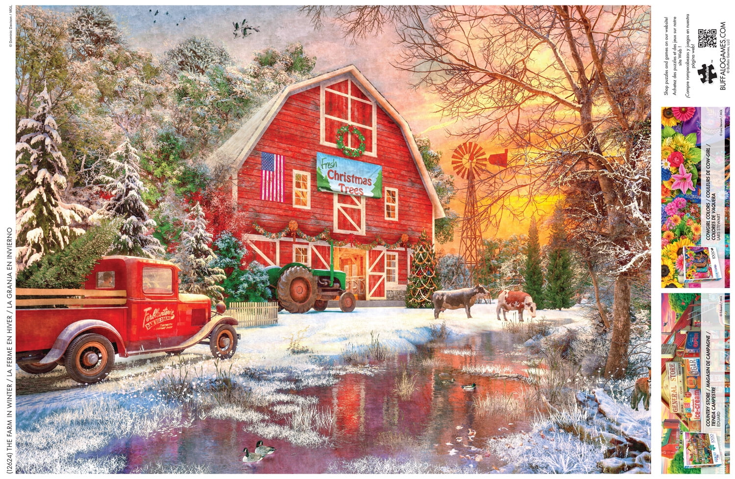 Buffalo Games The Farm in Winter 1000-Piece Interlocking Jigsaw Puzzle for Adults Ages 14-99 Years