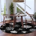 thumbnail image 3 of Round Rugs 5Ft, Coastal Coral Round Area Rug Washable Indoor Throw Carpet, Summer Beach Black Shells Starfish Ocean Soft Non Slip Circle Rug for Cabinet Bathroom Home Decor Aesthetic, 3 of 8