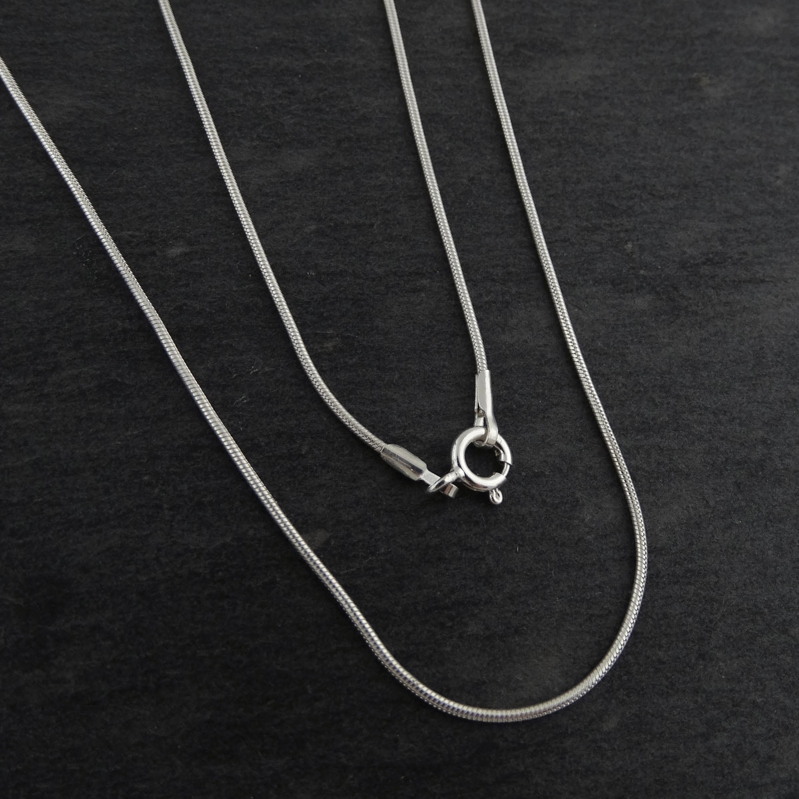 Sterling Silver 1mm Snake Chain, 32", Spring Ring Clasp