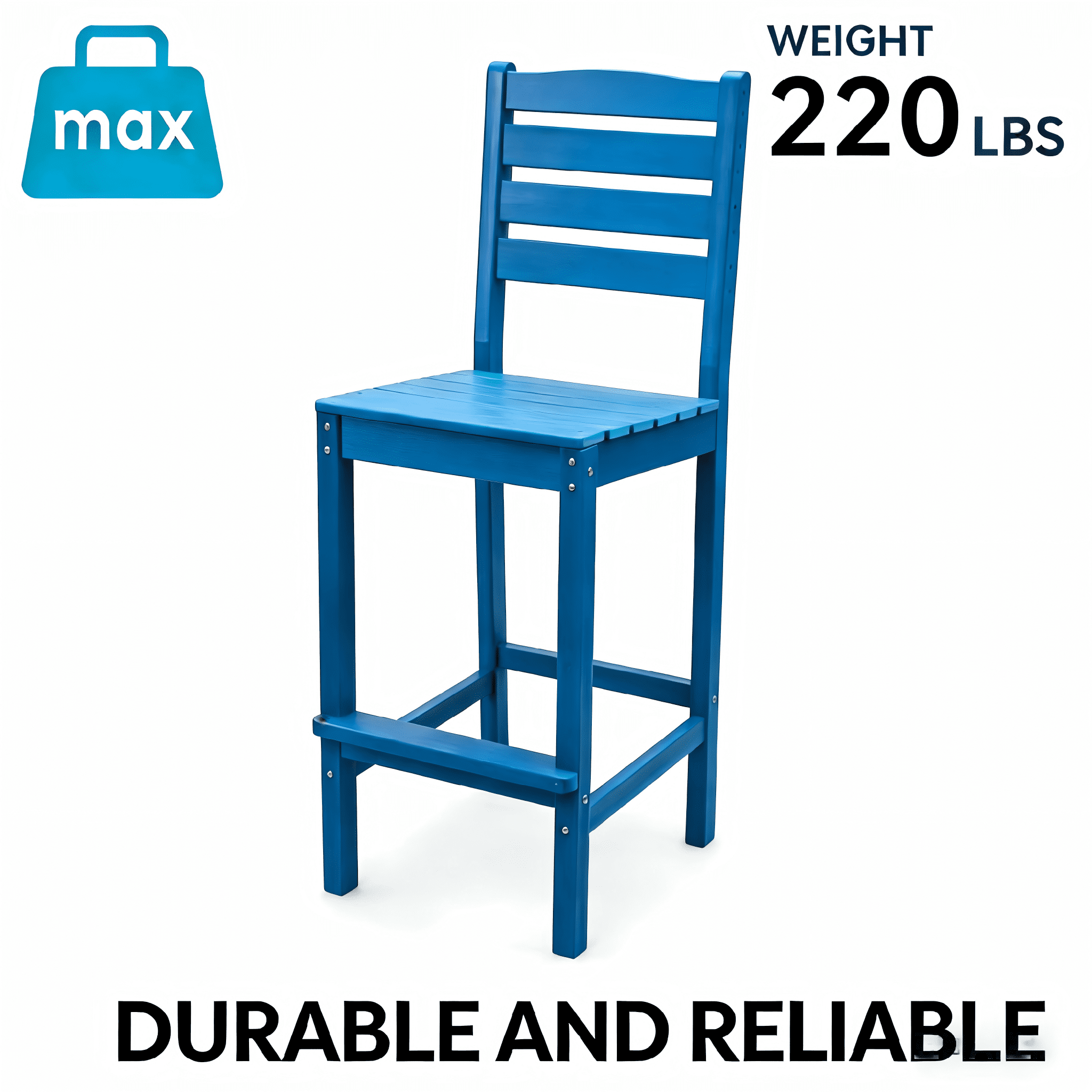 Patio Bar Stool, Tall Leisure Chair for Balcony Garden Outdoor Relax Spot, Navy Blue