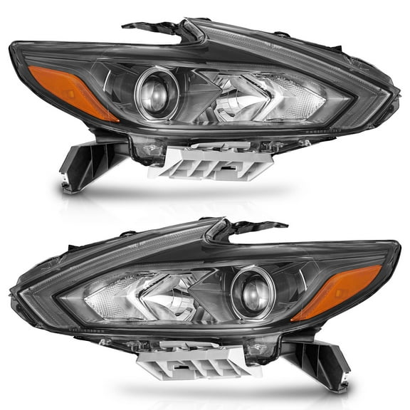 WEELMOTO Headlights Assembly Compatible with 2016-2018 Nissan Altima,Headlight Replacement for 16 17 18 w/o LED DRL Black Housing Amber Reflector Headlamp Driver and Passenger Side