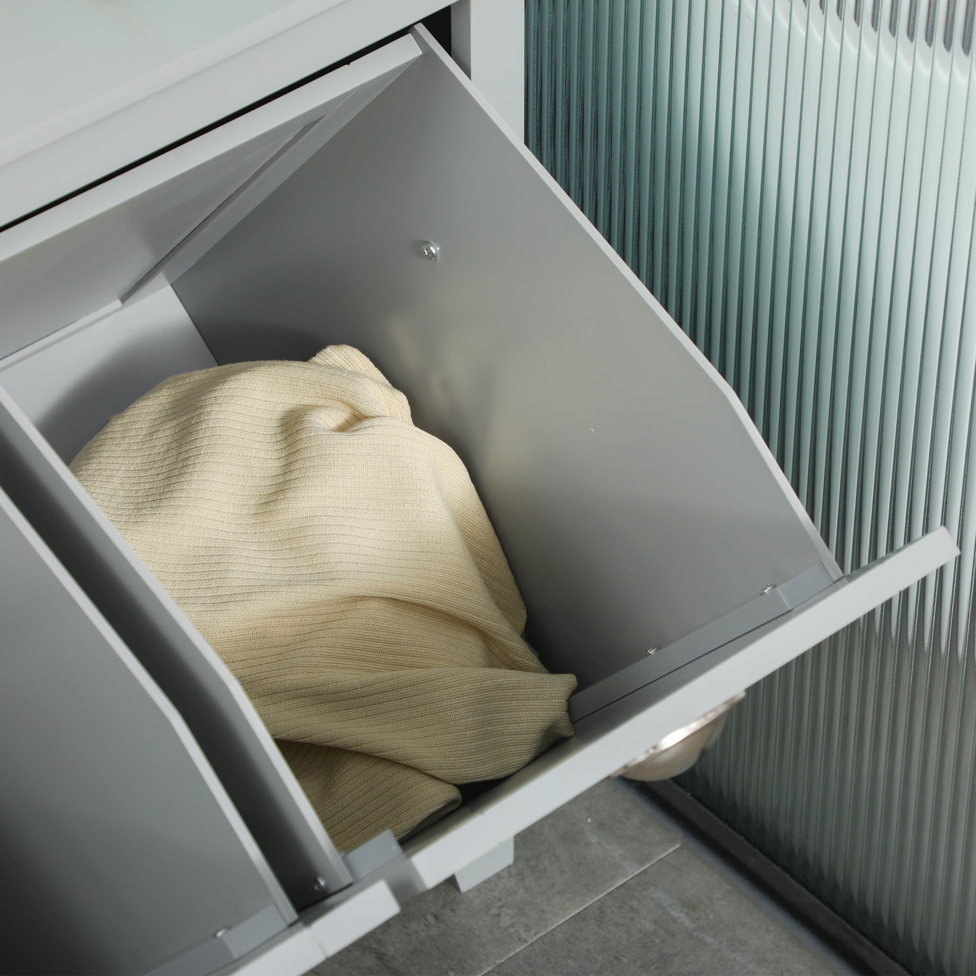 Homcom Tilt-out Laundry Sorter Cabinet, Bathroom Storage Organizer With  Two-compartment Tilt-out Hamper, White : Target