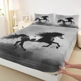 thumbnail image 3 of Castle Fairy Galloping Horse Twin Sheet Sets for Children Boys Girls,Black Grey Bedding, 3 of 7