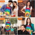 thumbnail image 7 of Colorful Rainbow Tie Dye Spiral Pattern Apron-Garden Aprons for Women with Pockets-Cotton Linen Waterproof Kitchen Cooking Gardening Aprons Adjustable for Kitchen,Cooking,BBQ and Salon 33x27 Inch, 7 of 7