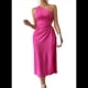 thumbnail image 1 of Vestido de Verano Midi Sin Mangas con un Solo Hombro y Abertura Alta para Mujer, Color Rosa Rojo, XL, 1 of 7