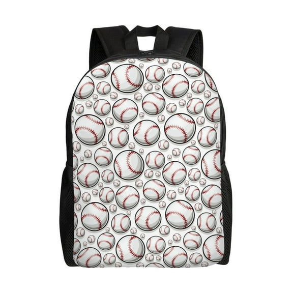 Horeoi Cute Baseball Print Waterproof 600D Oxford Laptop Backpack for School Travel Work - Lightweight Durable Bag with Adjustable Straps
