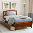 thumbnail image 1 of Anysun Twin Platform Bed with Drawers - Wood Bed Frame, Walnut, 1 of 8