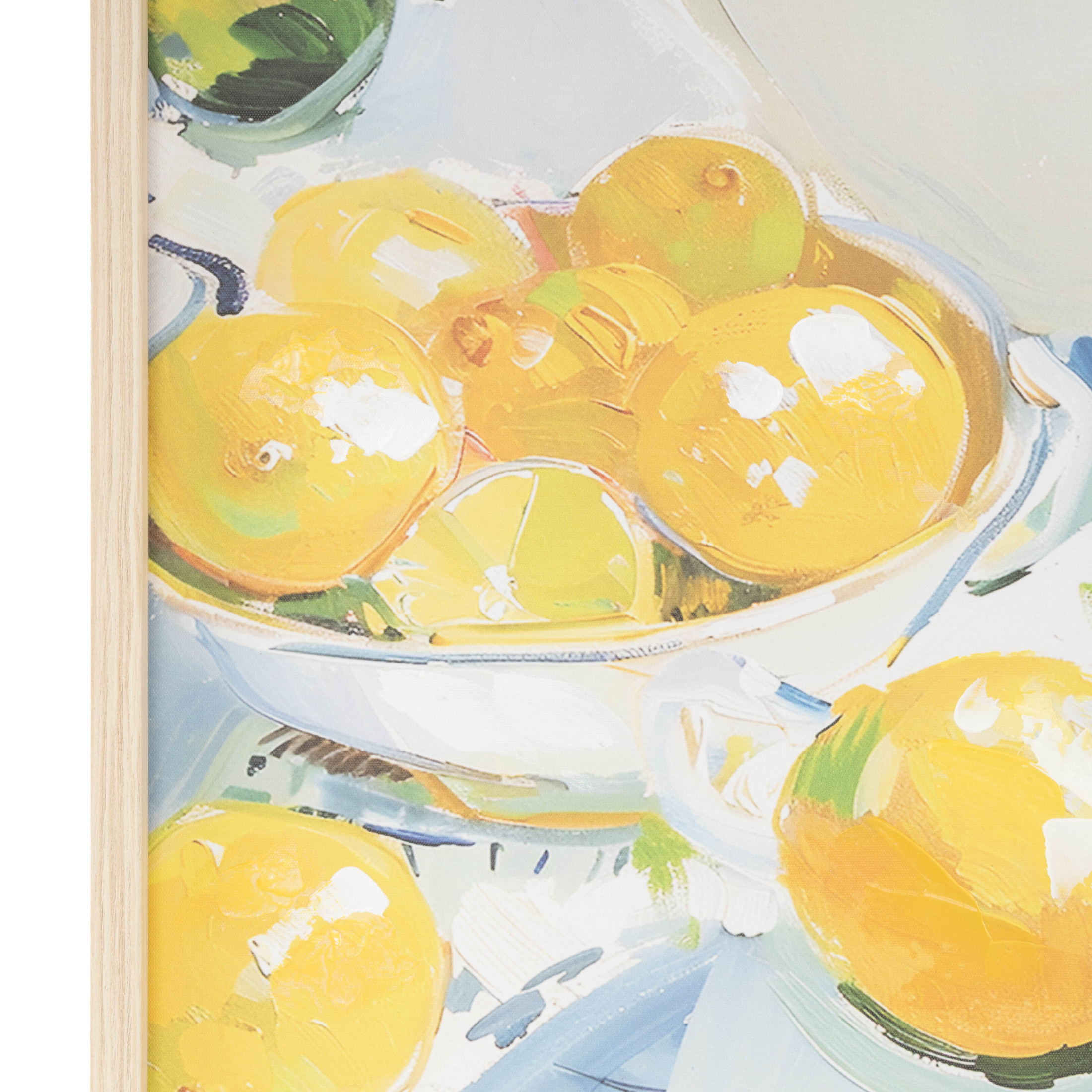 24" x 20" Lemon Fruit Framed Wall Art with Light Brown Frame, by DecMode