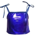 thumbnail image 3 of Lumtrix Girl's Metallic Sleeveless Tank Top Faux Leather Vest Fashion Dance Tank Tops Cute Jacket Waistcoat for 5-16 Y Royal Blue M, 3 of 3