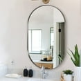 thumbnail image 2 of ANDY STAR Brushed Nickel Mirror Bathroom, 30x40 Oval Mirror Nickel, Nickel Pill Shaped Mirror in Premium Stainless Steel Metal Frame 1”Deep Wall Mounted Horizontal/Vertical, 2 of 7