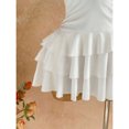 thumbnail image 4 of White Womens Backless Halter Mini Dress With Shell Embellishment And Tiered Ruffle Skirt For Beach Holiday, 4 of 8