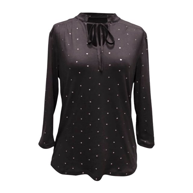 Blusa George Talla CH Cuello Alto Cinta y Puntos Negro
