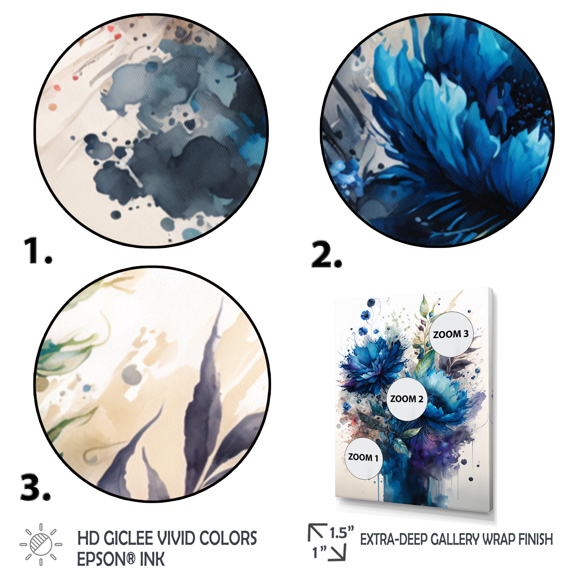 Designart Vibrant Blue Flower Bouquet I Canvas Wall Art