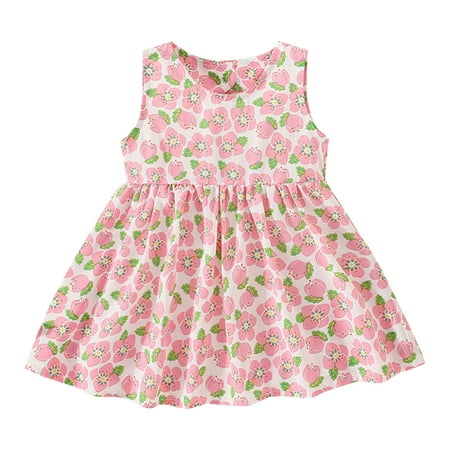 

Pimfylm Going Out Dresses For Toddler Toddler Baby Girls Summer Skirt Ice Cream Print Sleeveless Strap Backless Dress purified cotton Pink 18-24 Months