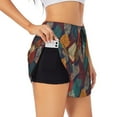 thumbnail image 2 of Bixox Women's Autumn Leaves pattern 2 in 1 Running Shorts - Lightweight Athletic Workout Gym Yoga Shorts Liner with Pockets - Small, 2 of 5