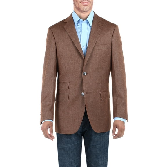 DTI BB Signature Mens Two Button Birdseye Suit Jacket Modern Fit Blazer Coat