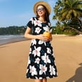 thumbnail image 4 of Naloa Lilies Flowers Print Womens Summer A-Line Dress with Pockets,Short Sleeve Dresses,Flowy Beach Swing Dress for Vacation Travel, 4 of 6