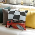 thumbnail image 3 of SHANXI Racing Car Cool Speed Race Car Pillow Cover For Kids Boys Girls Teens, Automobile Extreme Sport Cushion Cover, Grid Pillow Case For Car, Red Black 12x12in, 3 of 5