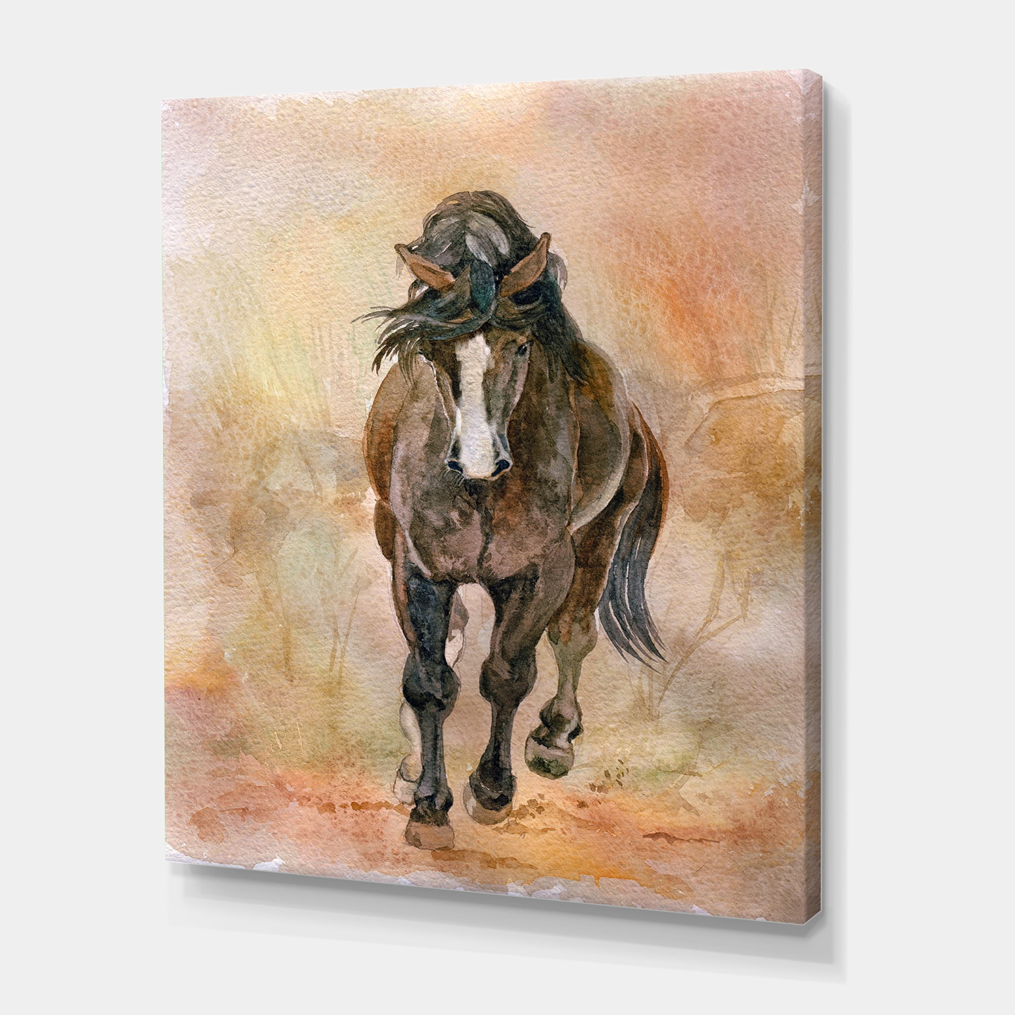 Designart ' Abstract Portrait Of Beautiful Chestnut Horse I ' Farmhouse Canvas Wall Art Print