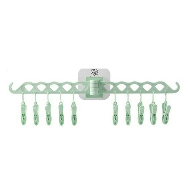 Bearachild Colgador de ropa de plástico desmontable de alta resistencia montado en la pared sin perforaciones para el hogar, baño, inodoro, sombrero, Almacenamiento y organización del hogar Verde Bearachild HA064697-01B