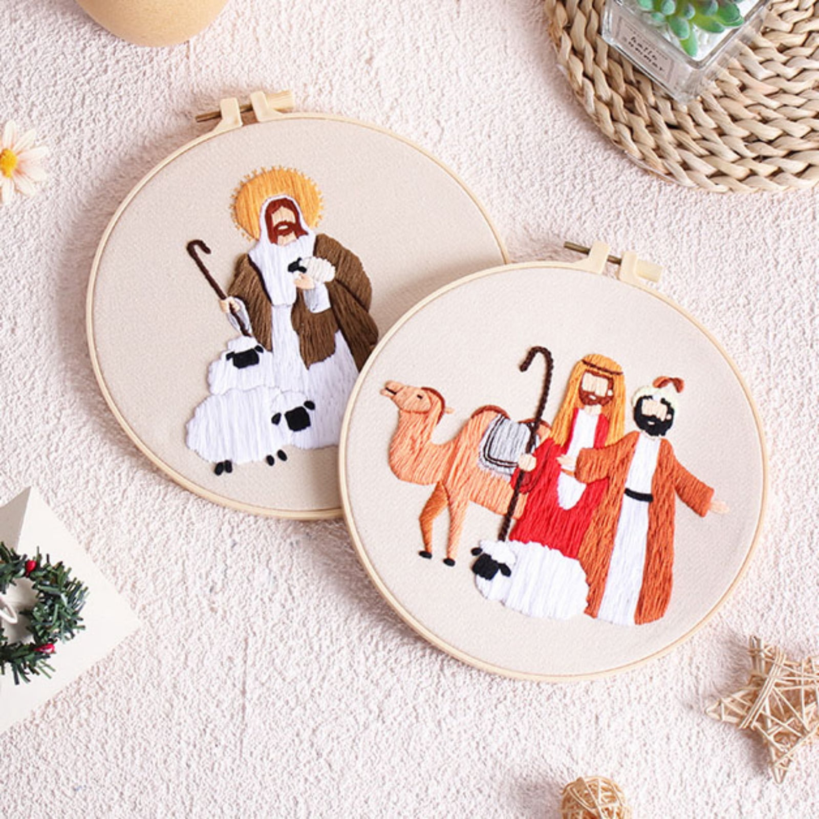 4Pack Nativity Embroidery Kit Christian Embroidery Kit Christmas Cross Stitch Kit Christmas Embroidery Starter Kit Nativity Beginner Set Needlepoint Kit Set Nativity Embroidery Kit