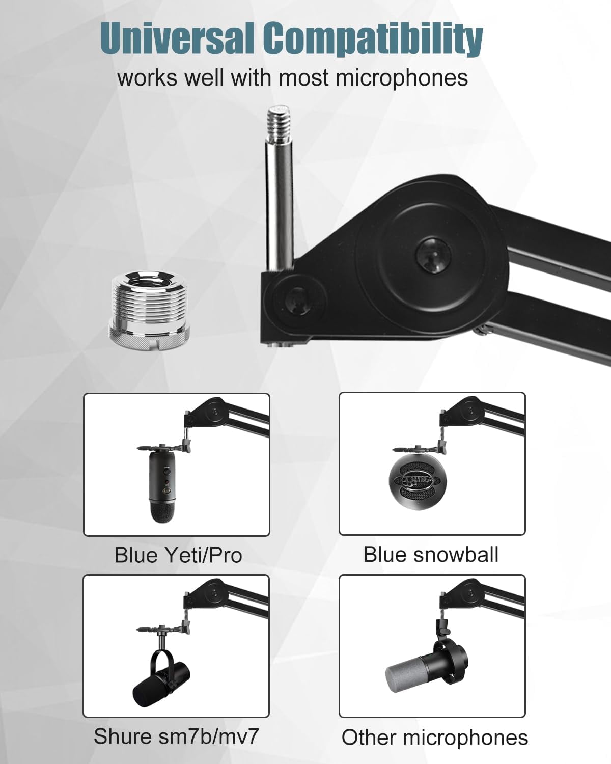 Microphone  Arm Stand for Blue  with Shock Mount Foam Cover, Heavy Duty Scissor Arm for Recording Broadcasting