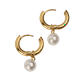 thumbnail image 3 of Aretes Mujer con Perlas Colgantes LuckyLy Arracadas de Acero Inoxidable con Baño de Oro 14k Modelo Connie blanco Unitalla, 3 of 6