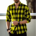 thumbnail image 1 of Camisas casuales de manga larga con estampado de cuadros para uso diario para hombres ropa sencilla estilo americano vintage camiseta de solapa de calle de gran tamaño, 1 of 6