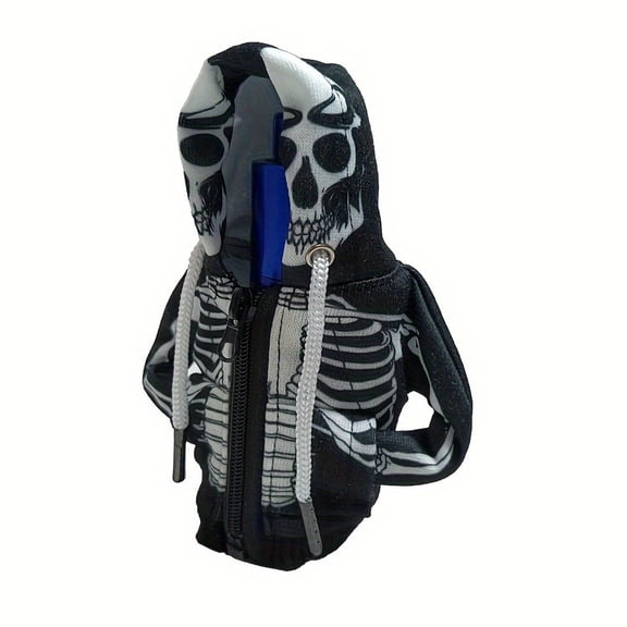 YIFAEUX Halloween Desk Goose Outfits 7 Inch Mini Goose Attire with Skull Hoodie Creative Gift for Goose Lovers Table Goose Decoration