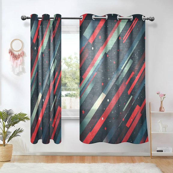 Yayeee Window Curtains Set of 2 for Living Room Light Filtering 63"x42", Stars Abstract Lines