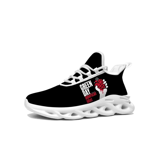 Zapatillas deportivas planas Rock Band para hombre y mujer, deportivas para correr, de alta calidad, con cordones, de malla, hechas a medida.
