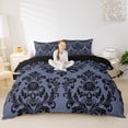 thumbnail image 2 of jejeloiu Dark Skull Duvet Cover King,Damask Print King Bedding For Adults,Slate Black,Black Reversible,3-Piece,1 Duvet Cover and 2 Pillowcases, 2 of 6
