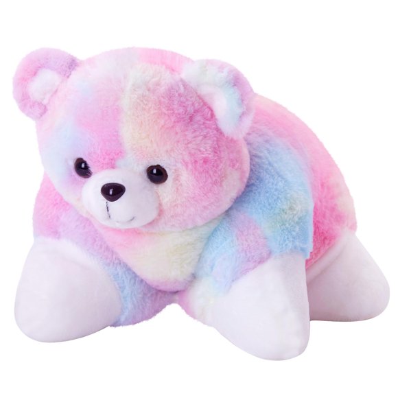 Almohada de peluche Glow Guards de 15 pulgadas con forma de oso arcoíris