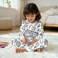 thumbnail image 6 of REDARER Girls DIY Doodle Pajama Set, Long Sleeve Top & Pants Two Piece Outfit, Soft Comfortable Kids Sleepwear,4-5 Years, 6 of 7