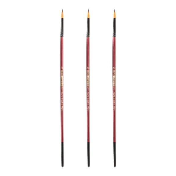 Creative Mark Ebony Splendor Long-Handled Synthetic Sable Paint Brush, Round # 12, Pack of 3, Teijin Multi-Filament Hair, Handcrafted Synthetic Paint Brushes for Acrylic, Watercolor Painting and More