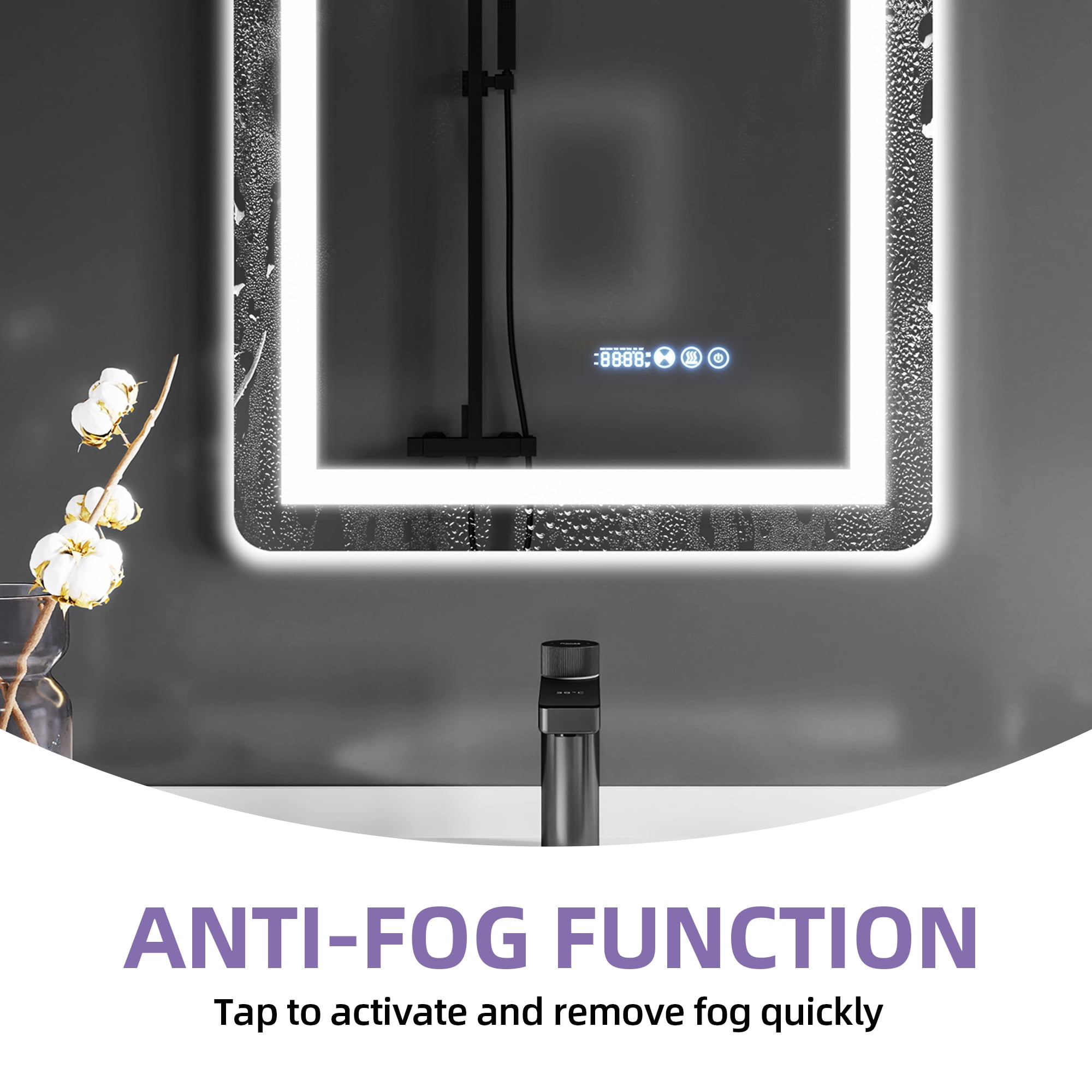 Uforic 24"X32" LED Bathroom Mirror with Front Light and Backlit,3 Colors Dimmable Adjustable LED Wall Mounted Mirror, Horizontal