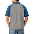 thumbnail image 3 of GrmtClth Polo Shirts for Men Casual Patchwork Denim Shirt Contrast Colors Collared Raglan Shirt Short Sleeve Comfy Workout Baseball Tee Light Gray XXL, 3 of 5