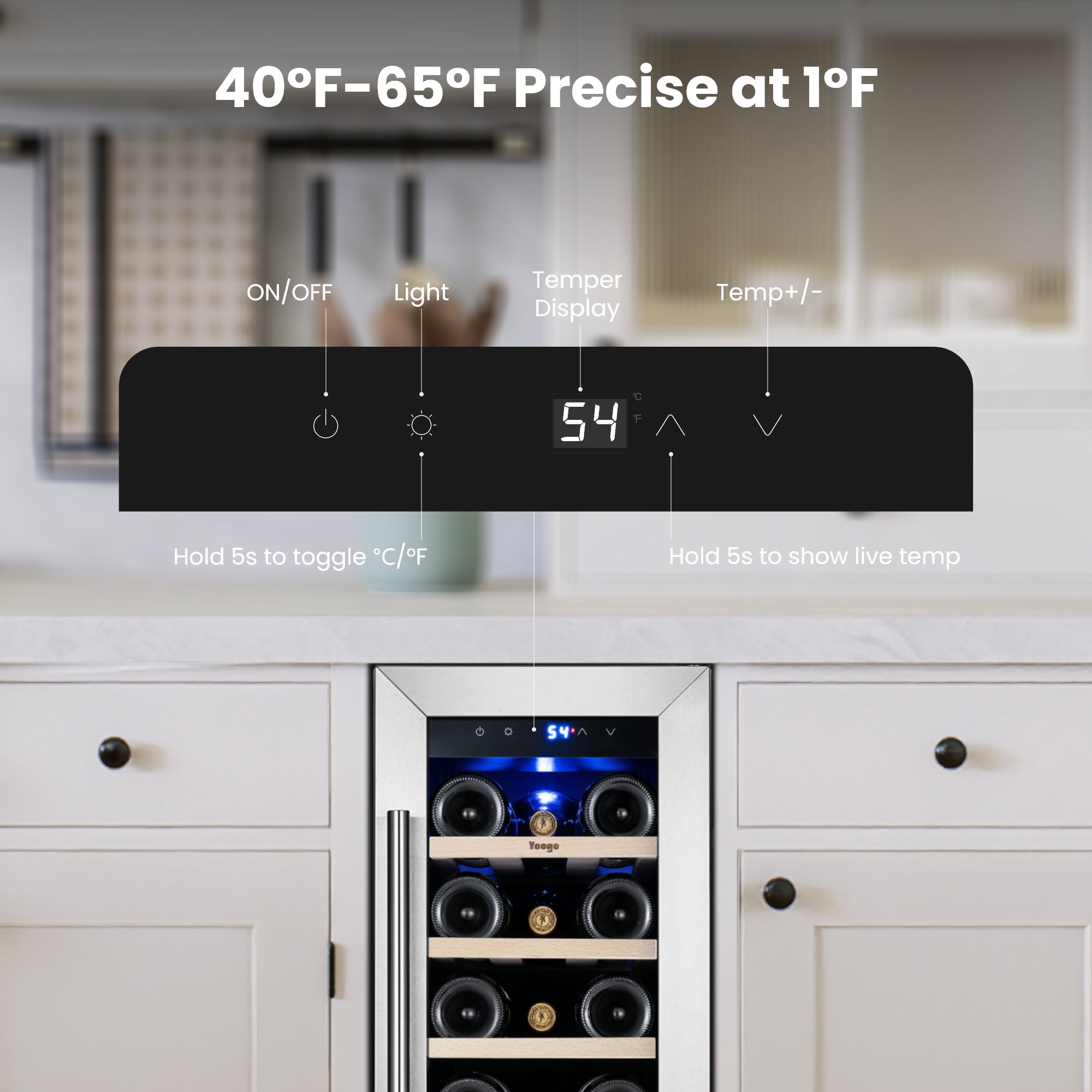 Yeego 12" Wine Cooler Refrigerator, 18 Bottles Wine Refrigerator with Compressor, Wine Fridge with Glass Door ， Built-in Undercounter or Freestanding