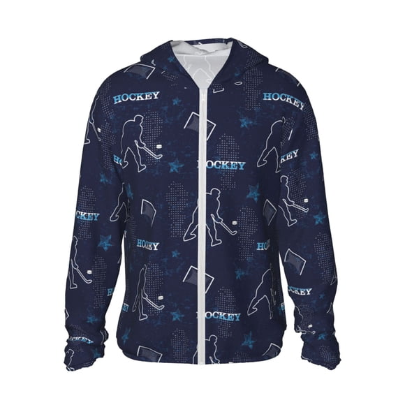 Lsque Hockey Players Pattern UPF 50+ Lightweight Sun Protection Men's Women's Long Sleeve Shirt, Hoodie Performance -Large