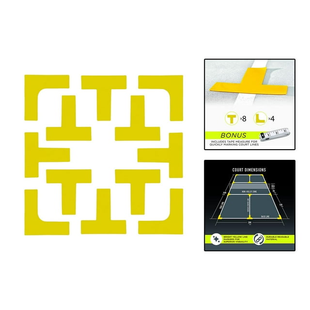 Marcador de cancha de Pickleball, equipo de tenis, accesorios de líneas amarillas, marcador de tiro, marcador de límites para baloncesto, deportes, te
