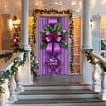 thumbnail image 2 of YWIYIUD 1Pcs Christmas Bow Door Banner Holiday Berry Photography Background Winter Christmas Purple Decoration for Front Door Porch Xmas Party Decor NewYear Supplies 71x35 Inches, 2 of 6
