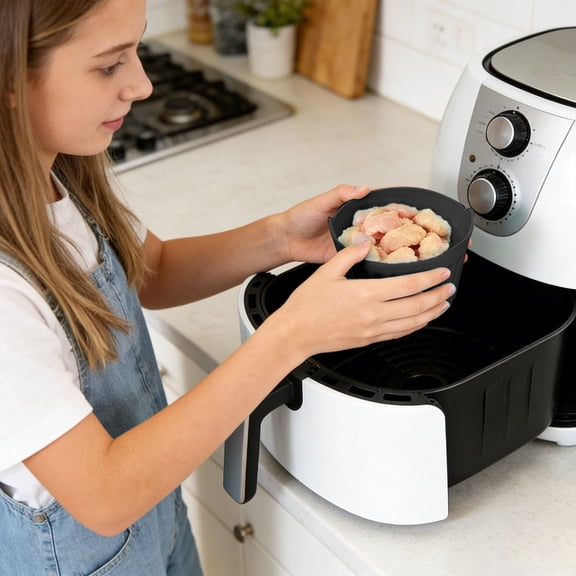 YaoZQ Black Silicone Air Fryer Egg Cup Reusable Nonstick Baking Ramekin Microwave Muffin Liner Mold for Breakfast Style A 3 inch