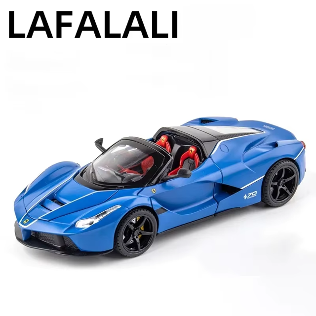 Simulation 1:22 Convertible Ferrari Rafa Alloy Diecast Car Model Collection Metal Model Decoration Toy Car Kids Gifts blue