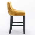 thumbnail image 5 of Velvet Bar Stools Set of 4, Upholstered Wing-Back Barstools with Button Tufted Decoration, Wooden Legs and Chrome Nailhead Trim, Counter Height Bar Chairs, for Home Kitchen Island, Gold, 5 of 9