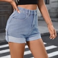 thumbnail image 5 of BUIGTTKLOP Jeans Shorts for Women High Waisted Denim Shorts Folded Hem Stretchy Slim Fitted Summer Shorts, 5 of 6
